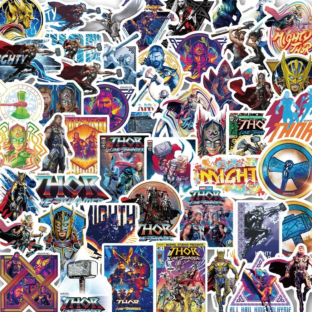 50PCS Cute Cartoon Disney Thor God Creative Stickers DIY Diary Laptop Phone Luggage Skateboard Graffiti Waterproof Sticker Toy