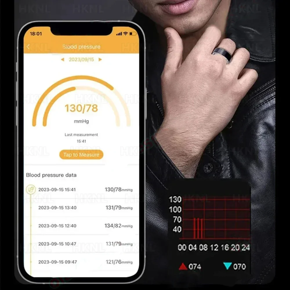 Мужское умное кольцо с функцией измерения пульса, артериального давления, кислорода, температуры, сна, калорий, многоязычный фитнес-трекер