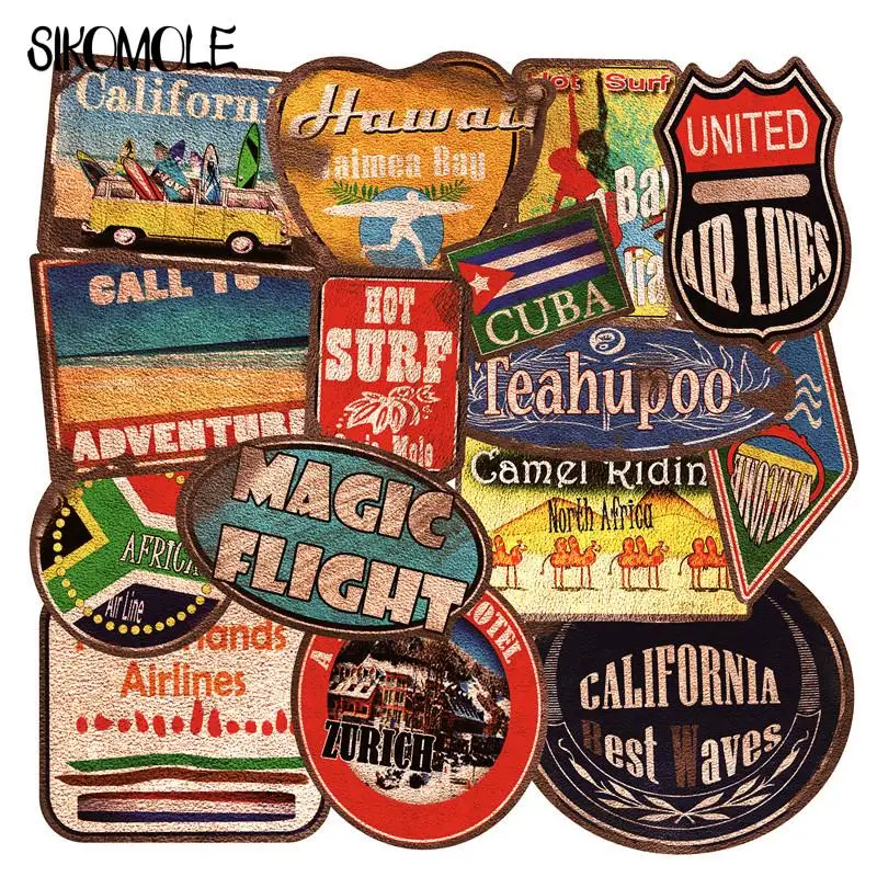 

10/36pcs Retro Fashion Tide Vintage Beach Surf Trip Stickers DIY Toys Skateboard Luggage Motor Laptop Decal Graffiti Sticker F5