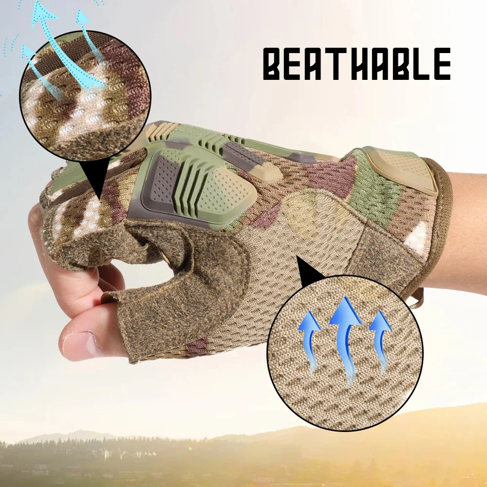 Tactical Fingerless Gloves Sport Airsoft Combat Paintball Shooting Hunting Driving Hiking Bicycle Non-slip Half Finger Men Women