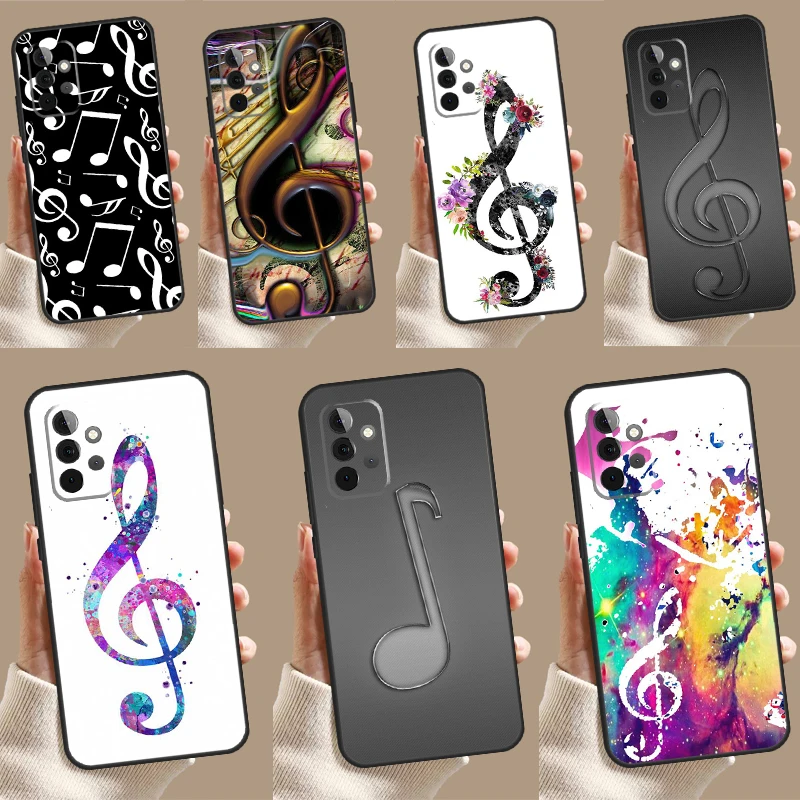 Treble Clef Music Note Case For Samsung Galaxy A52 A32 A12 A14 A34 A54 A51 A71 A53 A33 A13 A15 A25 A35 A55 Cover