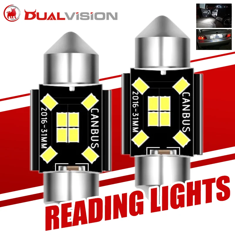 

2PCS C5W LED Light Canbus Festoon 36mm 39mm 41mm Size 12V Car Interior Dome Auto Trunk License Plate Light 12V 6000K Signal Lamp
