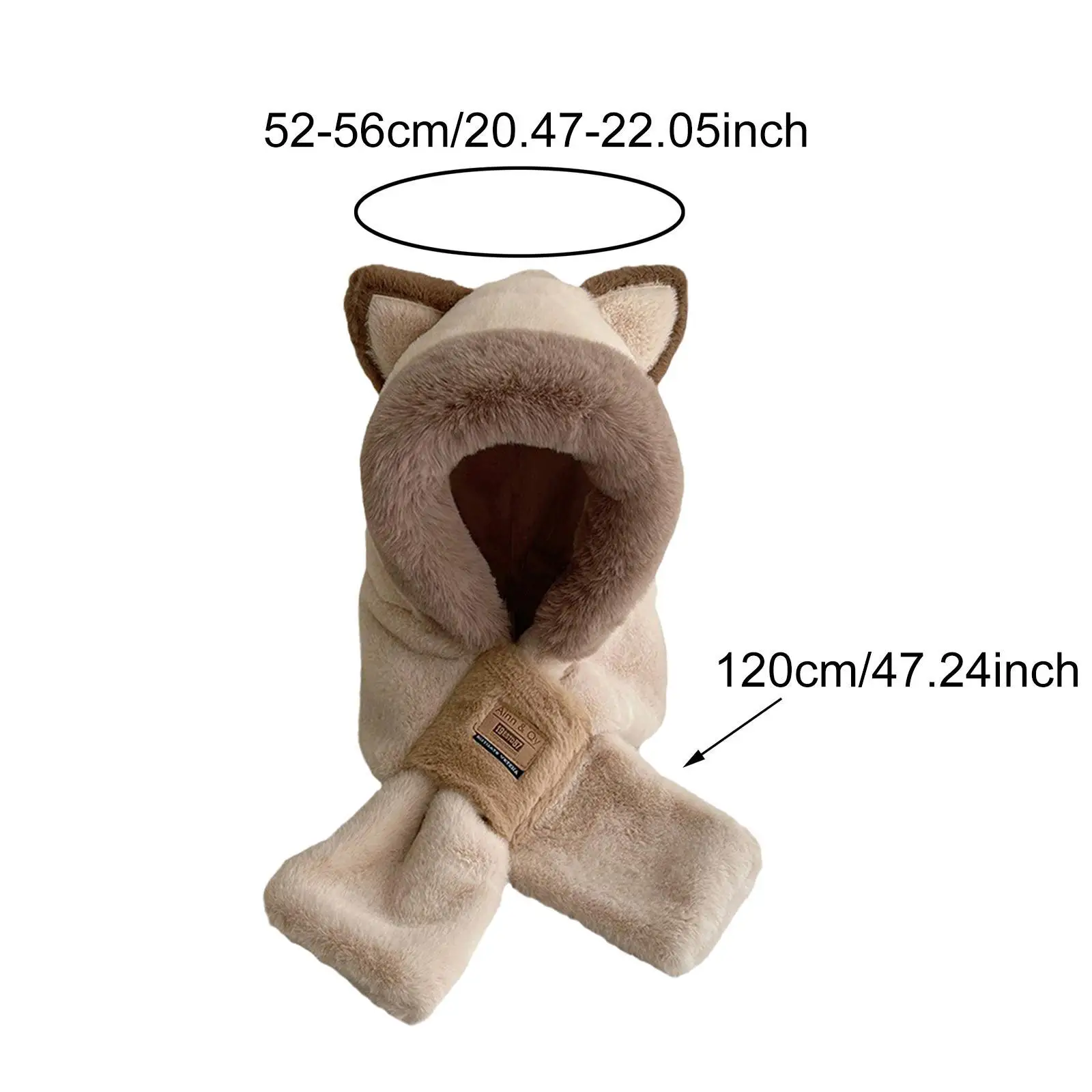 Womens Hood Scarf Neck Warmer Hooded Scarf Windproof Funny Plush Animals Hat