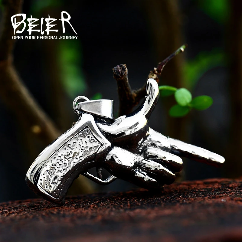 Beier Fashion Punk Stainless Steel Unique shape Pendant Chain Necklace men women Jewelry gift BP8-953