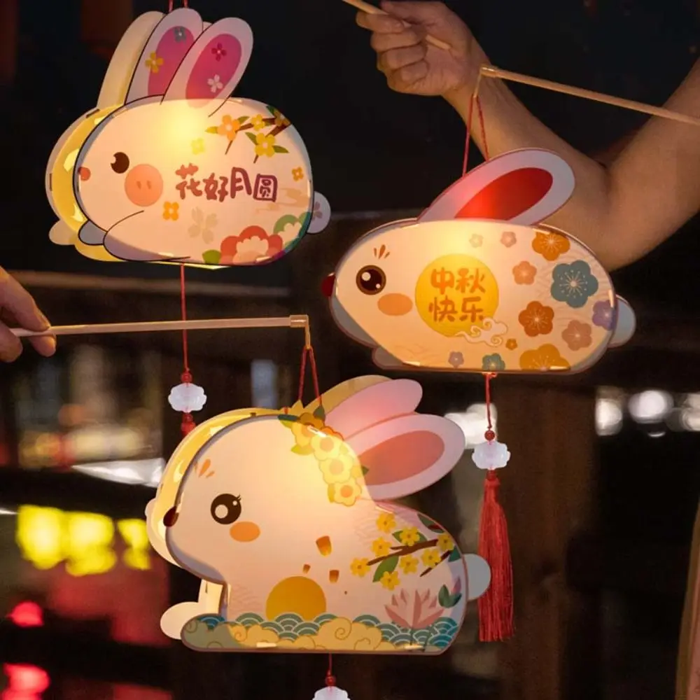 Lanternes de lapin en bois chinois, forme de lapin, matériel de bricolage, lumière, lampe, festival de la mi-automne, diversifier