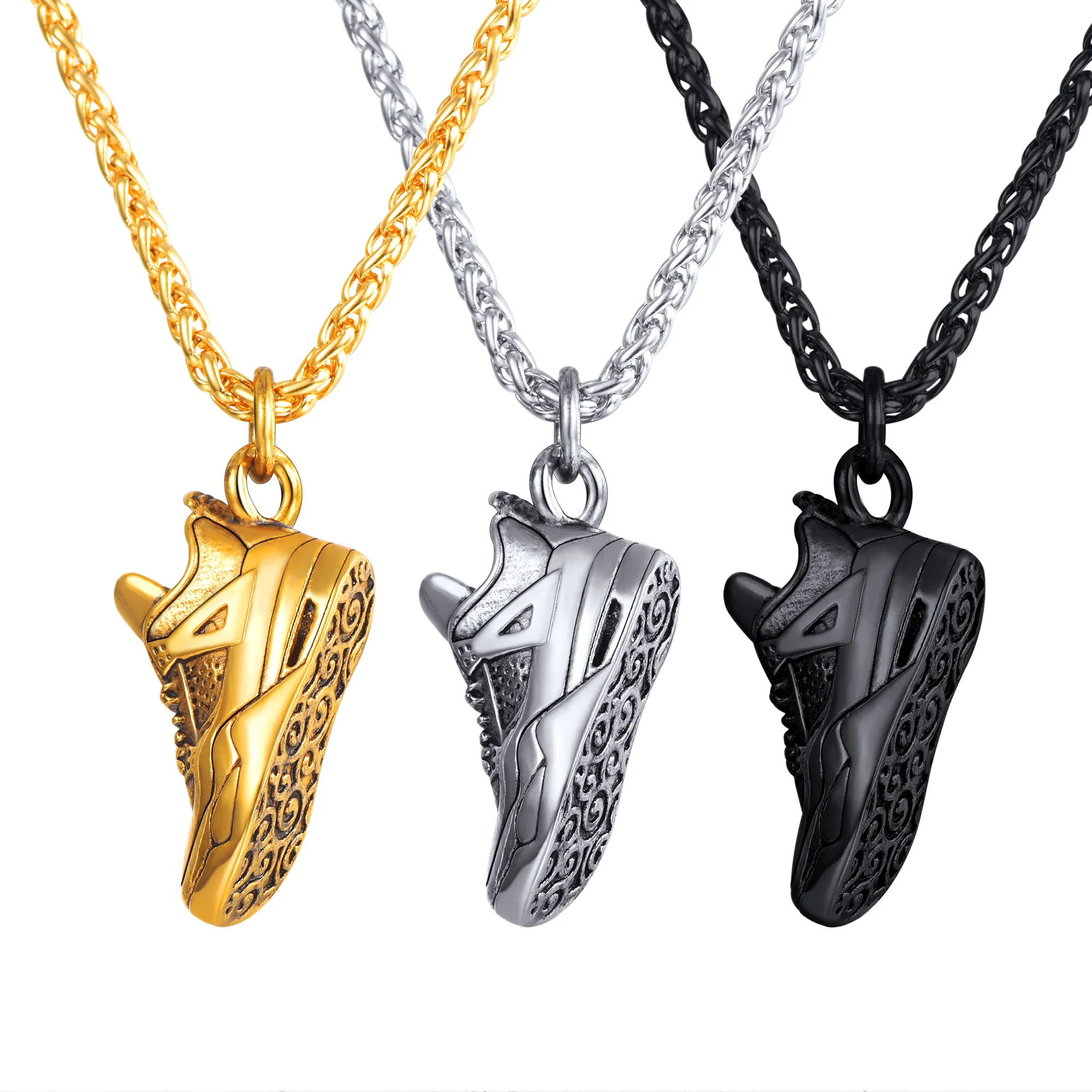 

ChainsPro Sneaker Necklace Stainless Steel/Gold Plated/Black Color Personalized Runnig Shoe Pendant A Gift for Runners CP765