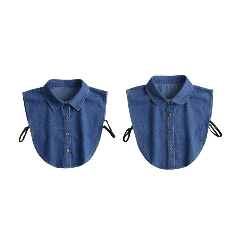 Half Shirt False Collar Classical Blue Spread Lapel Versatile Art Collar Sweet Shawl False Decorative Shawl