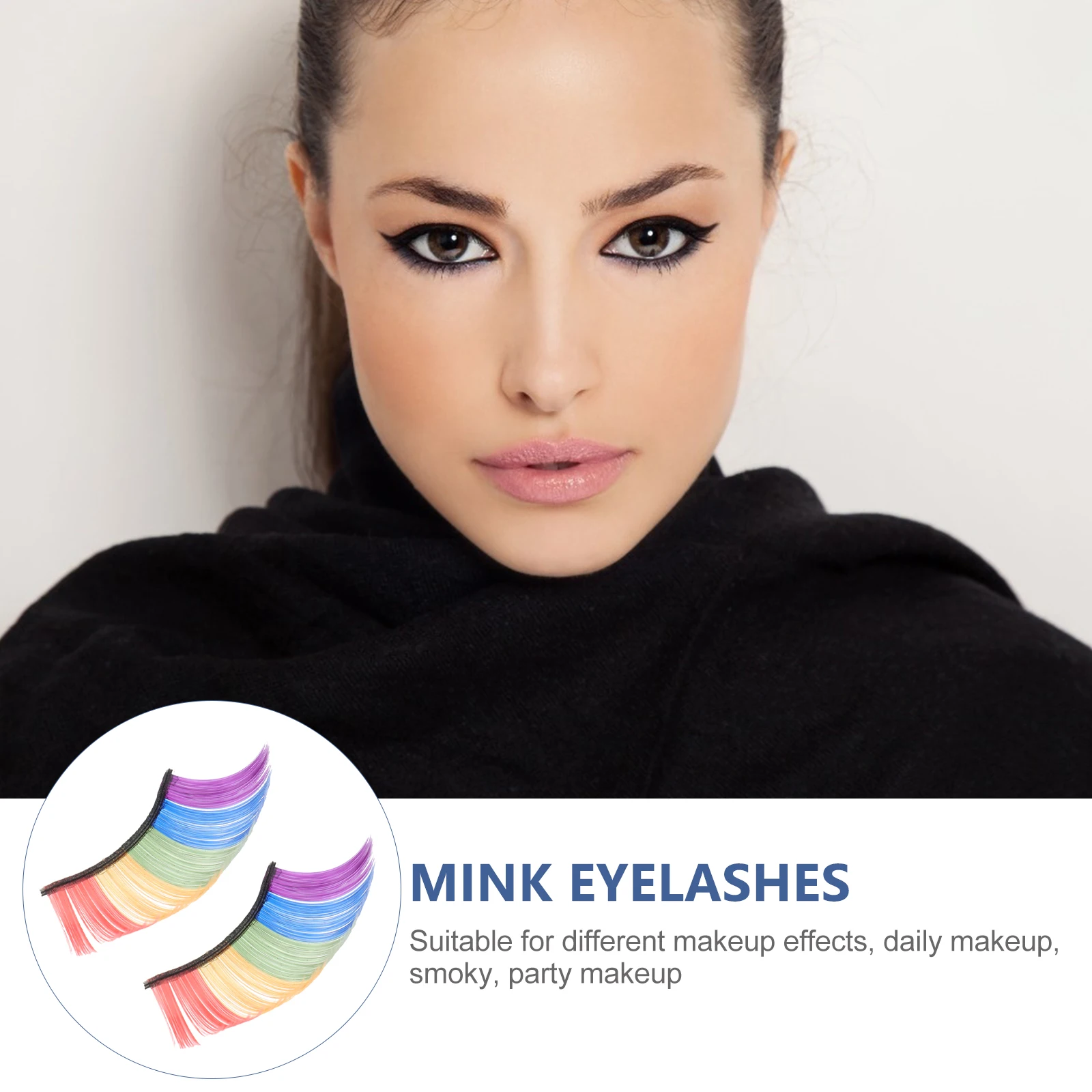 

3 Pairs Fake Eyelashes Falsies Party Look Purple Shining Halloween Makeup Colorful Dense