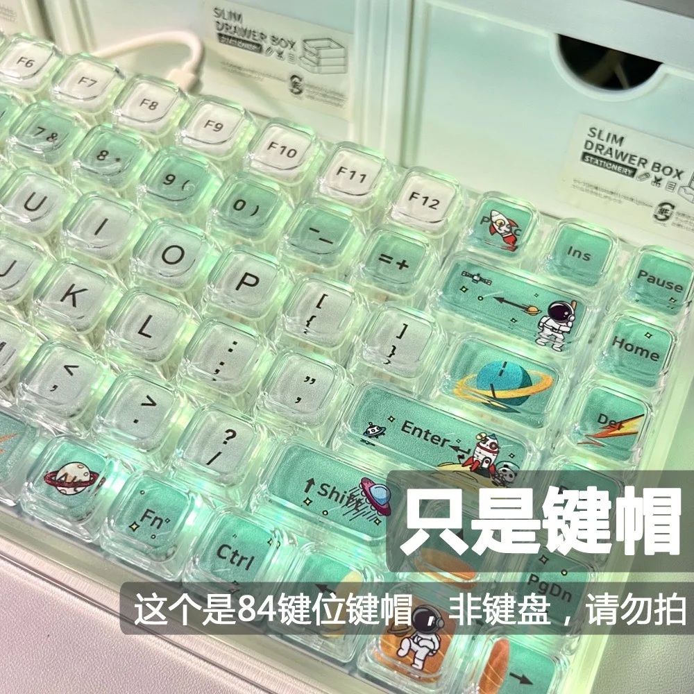 

Индивидуальные колпачки для клавиш Future Era XDA, высота PBT, зеленые, полностью прозрачные хрустальные колпачки для клавиш, сделай сам, индивидуальные колпачки для механической клавиатуры