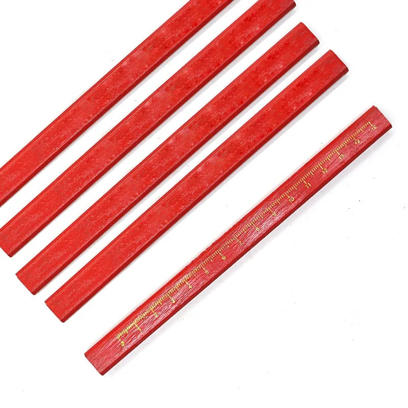 3/5/10pcs Octagonal Square Red Pencil Set Carpenter Woodworking Drawing Tools Carpentry Specific Octagonal Square Pencil