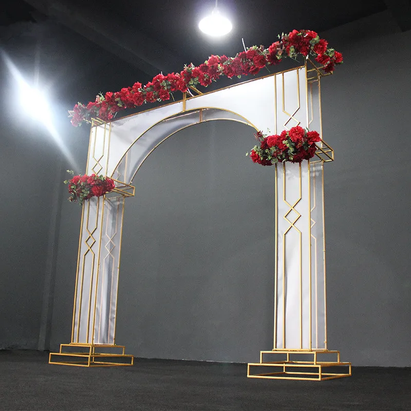 

Wedding Decorations New Designed White Gold Arch of Membrane 278cm Tall Iron Arches Backdrop