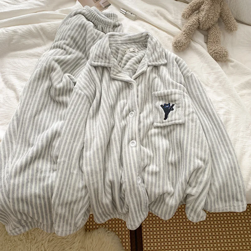 

Комплект женской пижамы: теплые зимние пижамы, модная домашняя одежда, милый и мягкий пижамный комплект, пижамы для пар