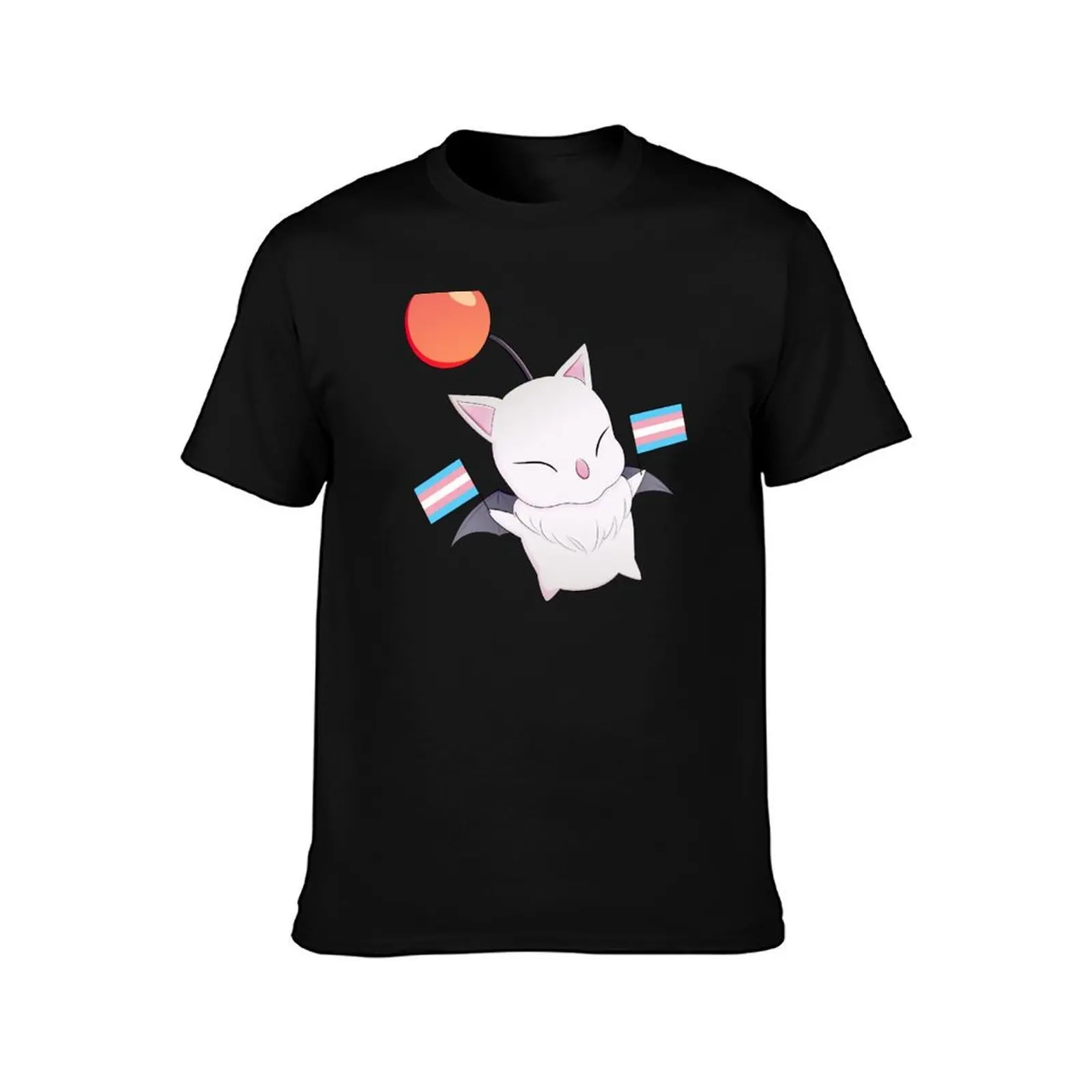 Trans Pride Moogle [FFXIV] T-Shirt, Summer Casual Cotton Tee, Oversized Streetwear Tops, Vintage Graphic Print, Unisex Men Women