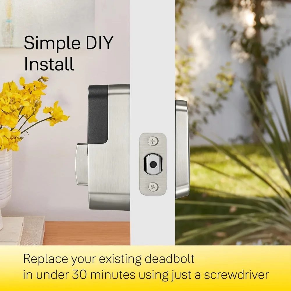 Assure Lock 2 Touch Deadbolt, fechadura inteligente com chave de camurça preta para porta de entrada com alça Ridgefield e tela sensível ao toque conectada por Wi-Fi Ke
