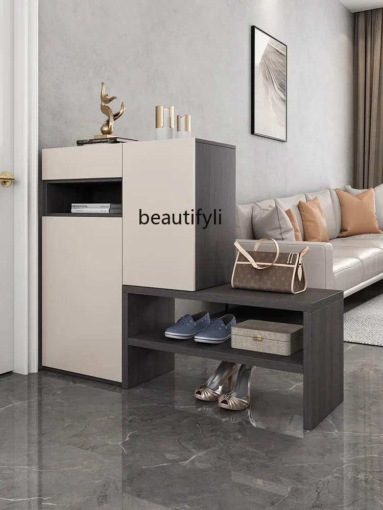 

K185 Entrance Portable Shoe Cabinet with Shoe Changing Stool Simple Modern Small Apartment Multi-Layer Shoe Rack
