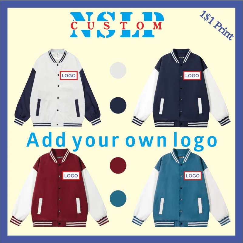 Customizable Logo Baseball Jacket Button Coat Fashion Casual High Quality VersatileJacket For Women And Men