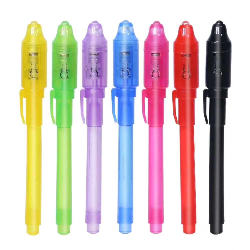 8 teile/los 2 in 1 magischer Lichts tift unsichtbarer Tinten stift, geheime Nachrichten stifte, zum Zeichnen von Spaß aktivität Kinder party begünstigt Geschenk – Detail 4