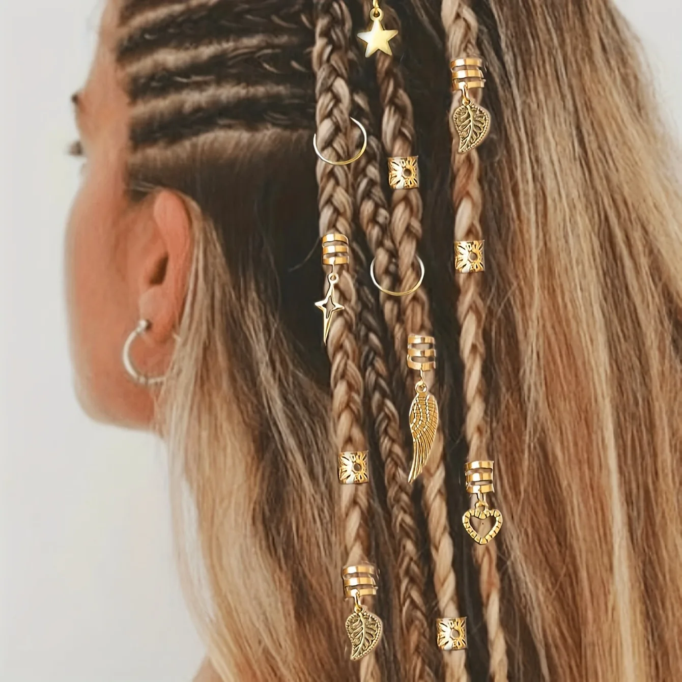 

45pcs Alloy Braid Hair Ring Dreadlock Hair Ring - Hippie Style Hair Accessories Loc Hair Jewelry for Braids for Girls and Women
