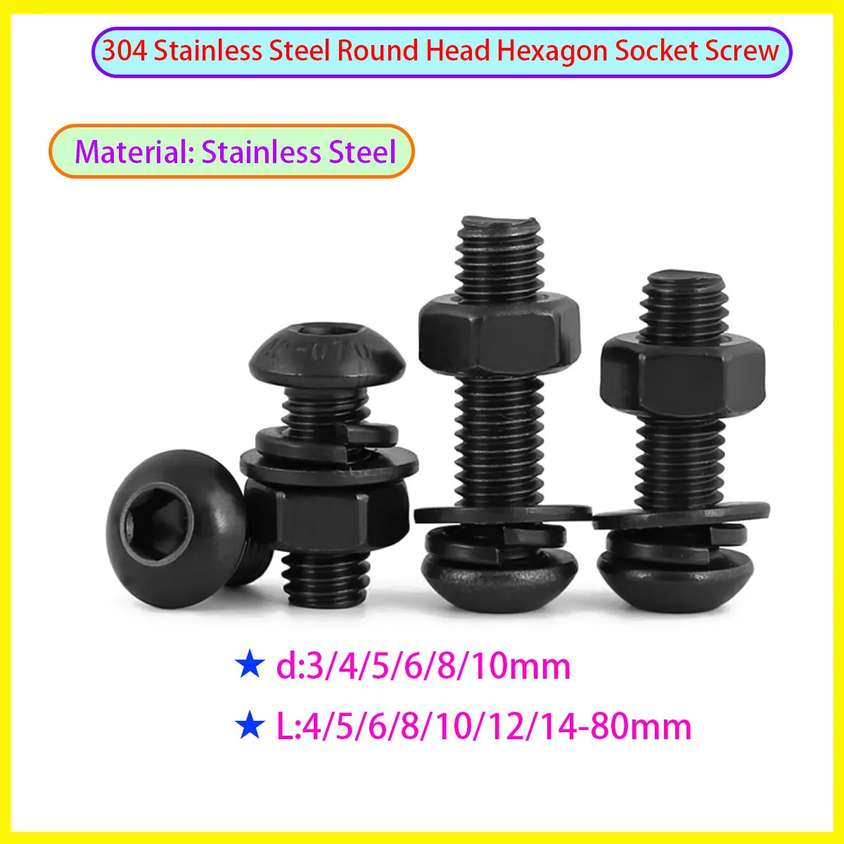 

Black Hexagon Socket Head Bolt Nut Kit