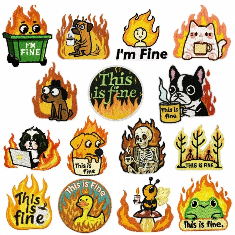 

Cartoon Creative Funny Fire Animals Iron-on Sew Embroidery Badge Patches DIY T-shirt Hat Backpack Clothing Appliques Sticker