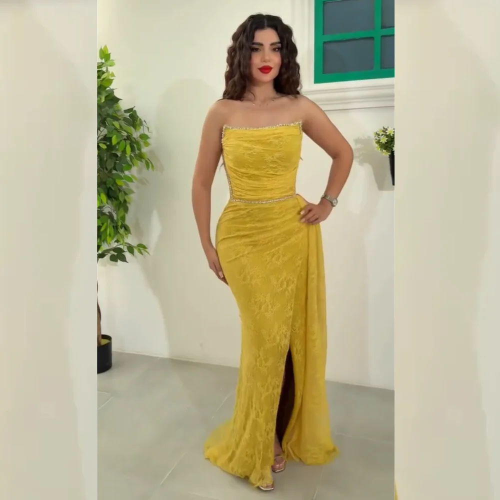 カスタムメイドのマッチングレースとスパンコールをあしらったマーメイドスタイルのストラップレスロングプロムドレス、ラグジュアリー2025、高品質、パストラルスパークル