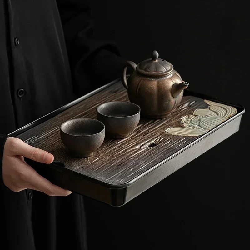 Gilt Water Storage Tea Tray Household Dry Foaming Table Teaware Kitchen Dining Bar Home Garden