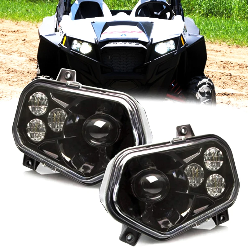 OEM Left & Right Hand ATV POLARIS RZR LED Headlight Kit H4 High Low Headlight Headlamp For POLARIS RZR 570 S 4 800 XP 900 Led