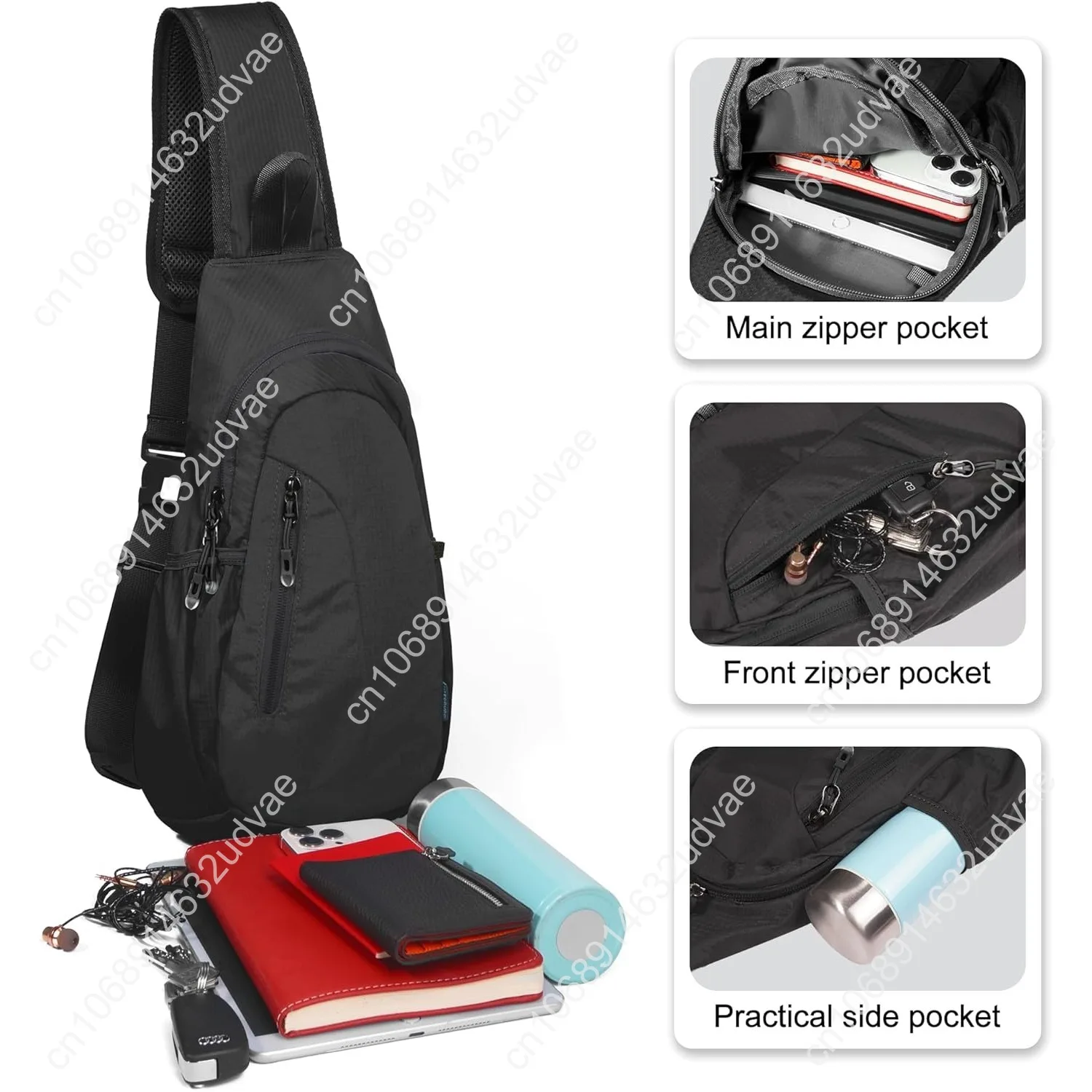 TITECOUGO Small Sling Bag, Lightweight Crossbody Backpack for Men Women, Shoulder Bag for Sports and Outdoor