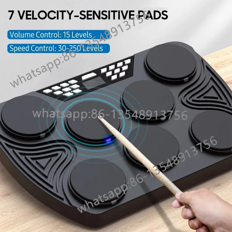 Portable Hand‑held Light‑up Desktop Electronic Drum Kit Velocity‑Sensitive Kids Educational Percussion Instrument Drop Shipping