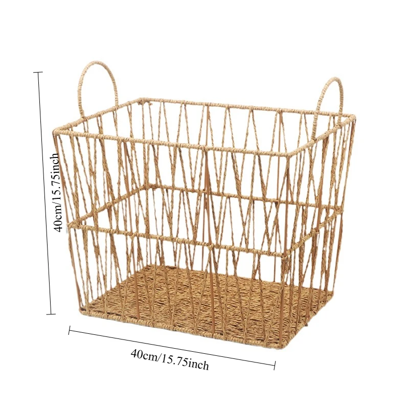 Paper rope and rattan woven bathroom towels, clothes and toy storage baskets