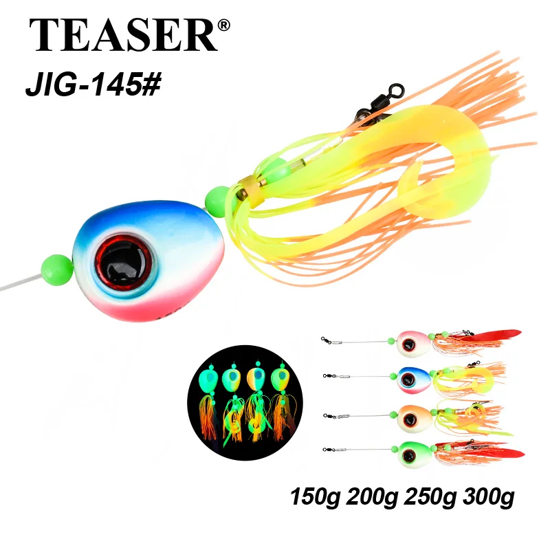 TEASER J145 150g 200g 250g 300g Metall Jig Kopf Boot Meer Angeln Köder Glow Kabura Pesca metall Jigs Köder Inchiku Jigging Köder