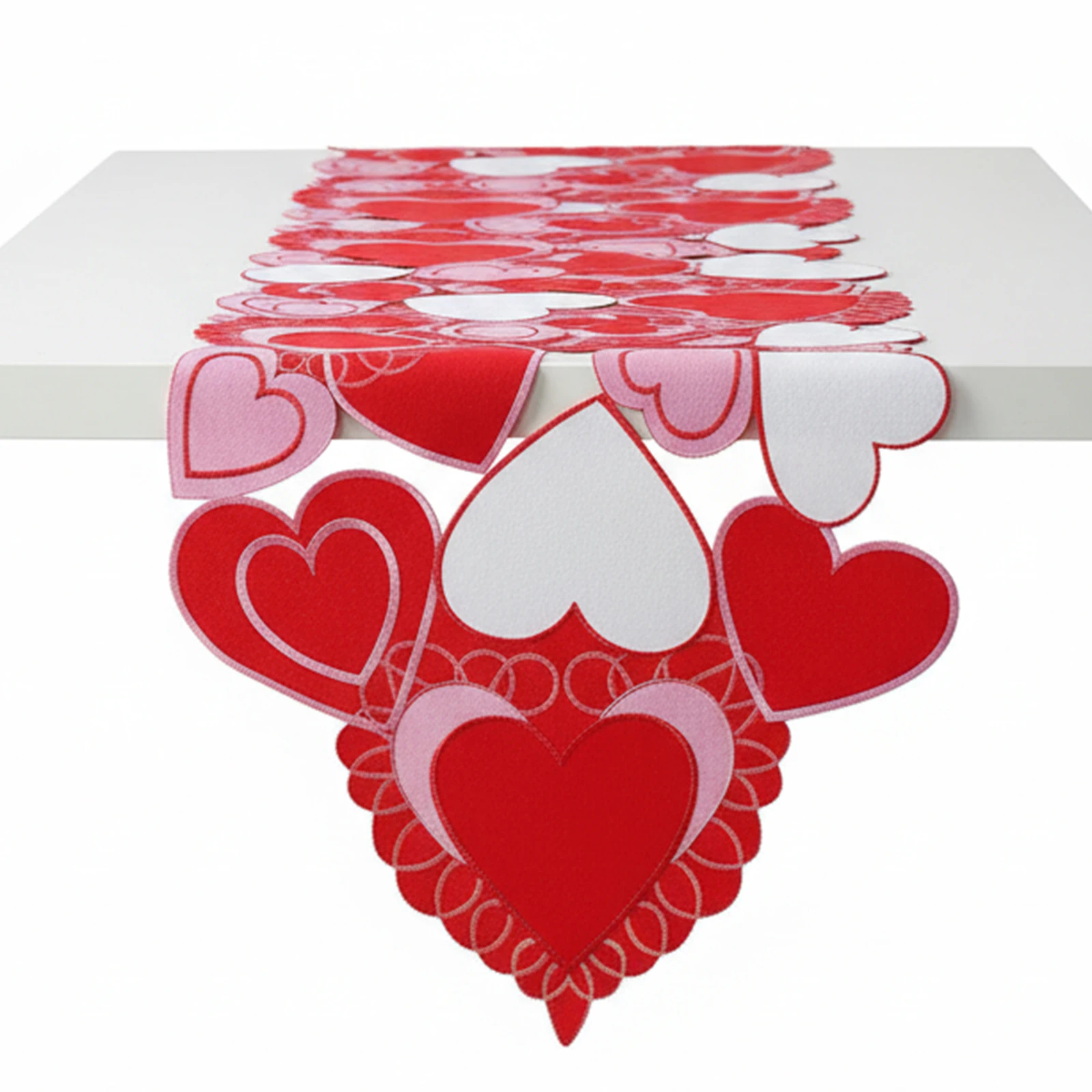 38x176cm Hollow-Out Hearts Dining Tables Mat Multi-Purpose Red Love Heart Pattern Table Runners for Birthday Wedding Anniversary