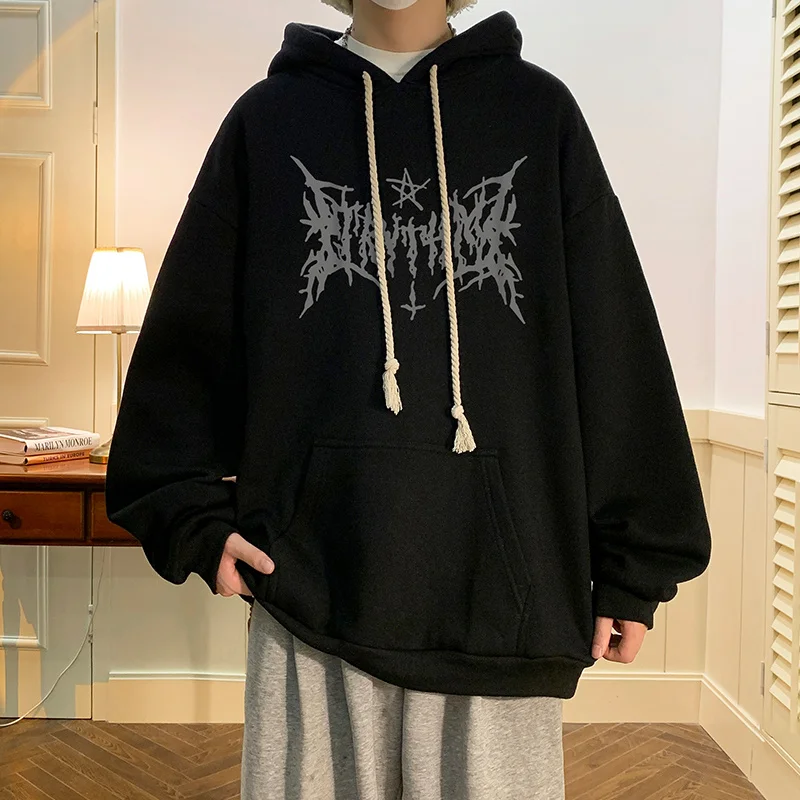 American Goth Printed Men's Pullover Hoodies Hip Hop Fashion Oversized Sweatshirts Casual Fleece Y2K Vintage Streetwear Hoodie