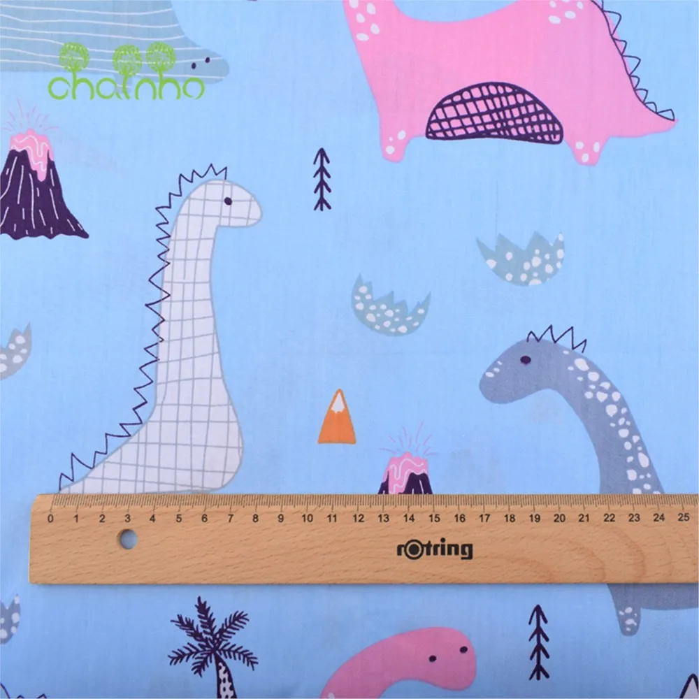 Chainho,Printed Twill Cotton Fabric,Patchwork Clothe,DIY Sewing & Quilting Material,14 Design Dinosaur Series,3 Size,QC349