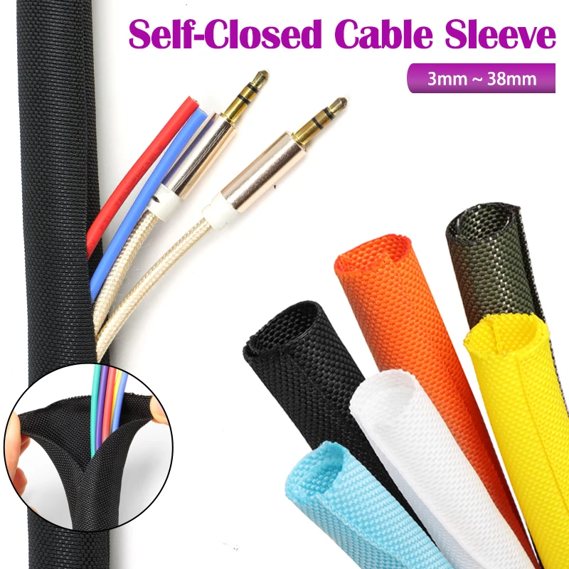 

Self-Closed Cable Sleeve 3mm ~ 38mm PET Braid Expandable Auto Line Management Flexible Split Loom Tube Wire Wrap Protect Sheath