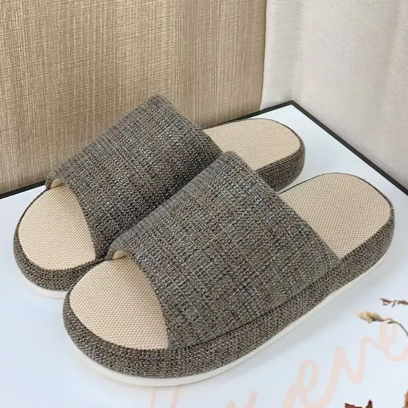 

Men's linen slippers, four seasons style, fashionable, home, quiet, breathable, deodorizing, anti-slip and lightweight sandals
