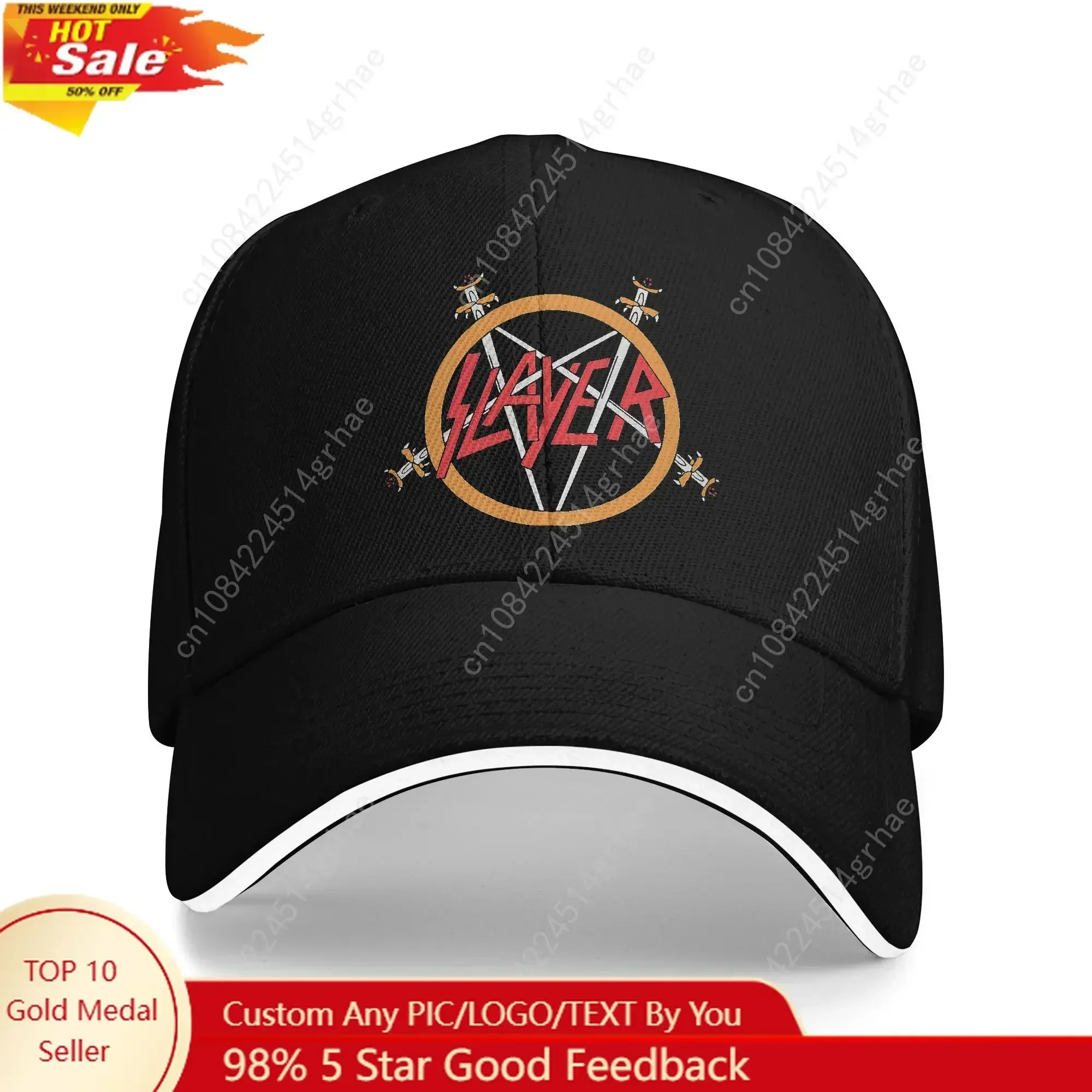 Heavy Slayer Band Baseball Caps Retro Metal Sandwich Cap Unisex Style Polyester Caps Hat Sport