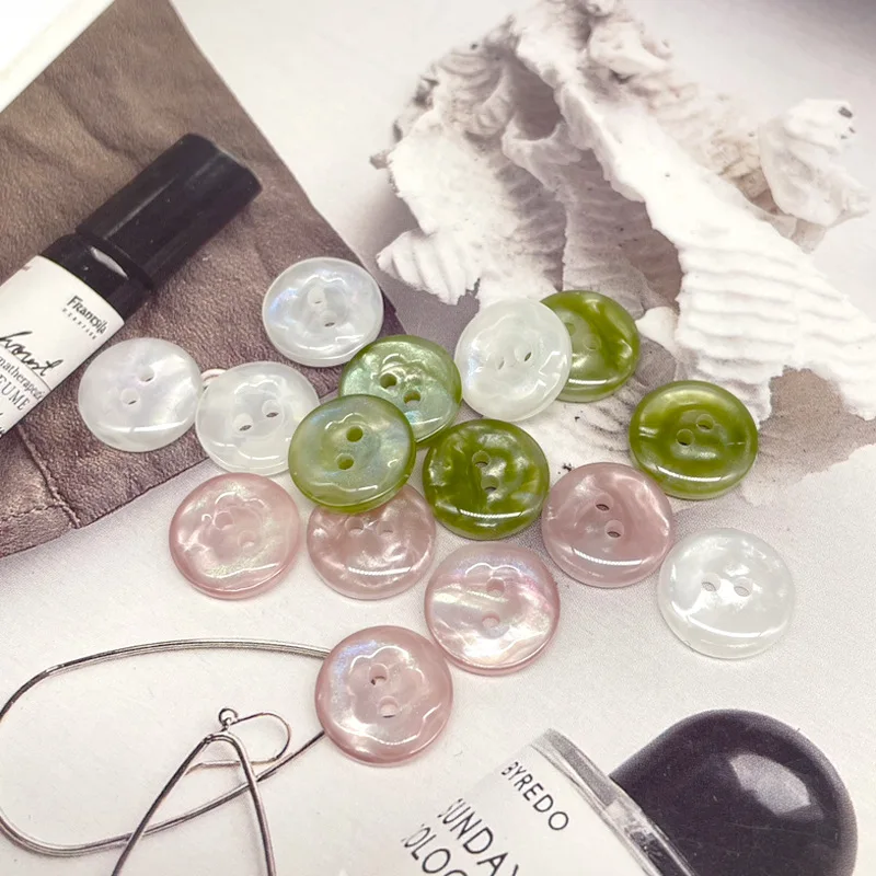 10pcs Colorful Flower Shirt Two Holes Buttons Round Sewing Phone Case DIY Decorative Blouse Coat Knitwear Replacement Buttons