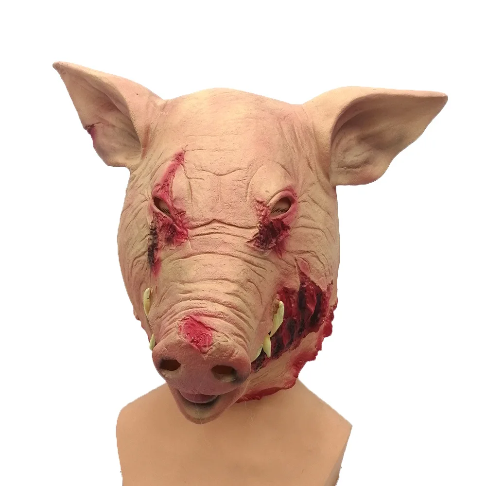 

Halloween Terrifying Pig Head Mask Pig Head Latex Animal Head Cover Latex Mask