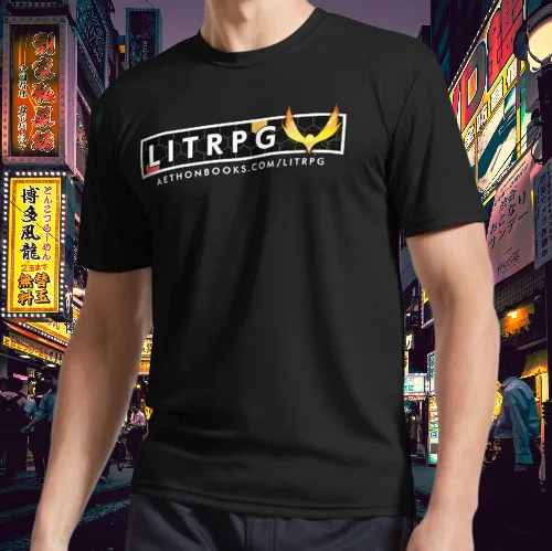 AETON LITRPG-男性用アクティブTシャツ,ロゴ付きの楽しいTシャツ