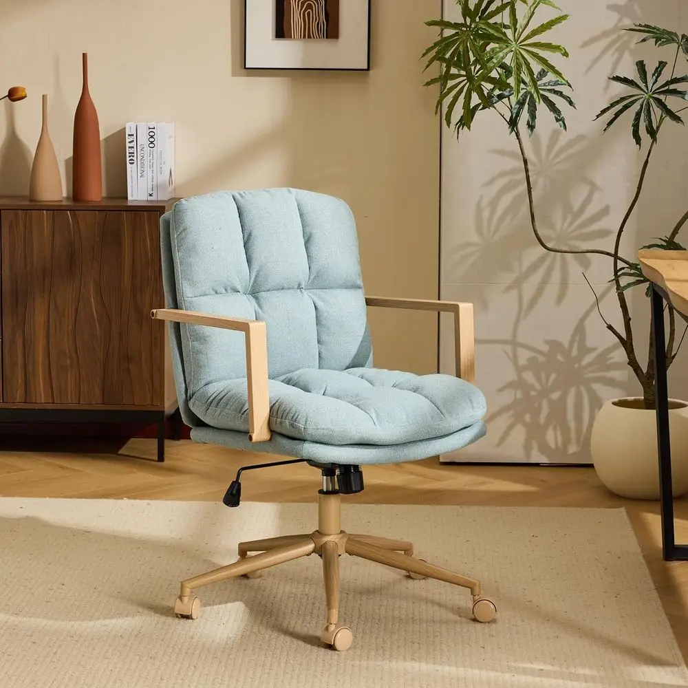 

Oice Desk Chair With Wheels &Detachable Cushions& Wood-like Armrests,Swivel Small Computer Task Chair,Adjustable or G