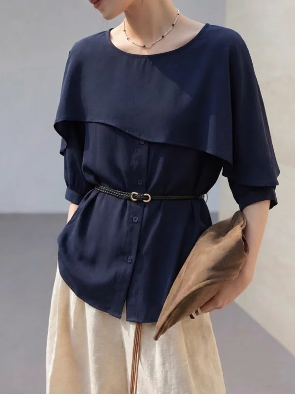 

Elegant plus Size Women's Short Sleeve Chiffon Shirt Loose Fit Commute Style Korean Fashion Spring Summer New Arrival