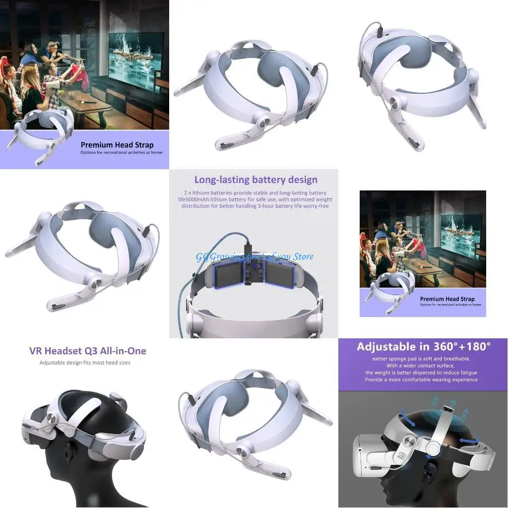 

H9EB Adjust Head Strap Replacement Headband Headsets Headwear Repair Accessory for Q 3 Glasses