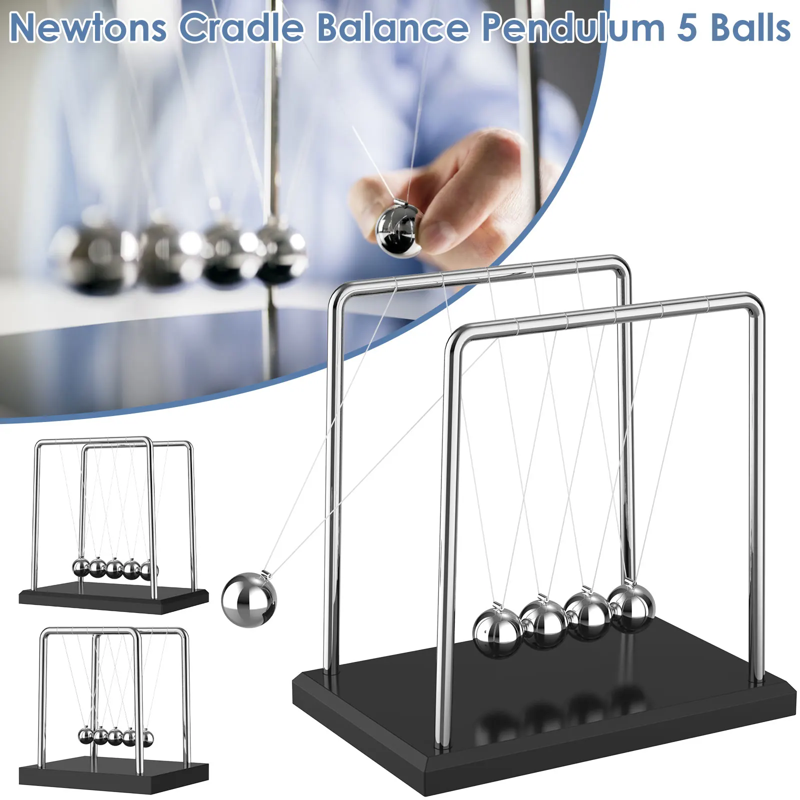 

Cradle Balance Balls Physics Learning Desk Toys Home Decorations with Wooden Base Fun Science Physics Gadget Swinging