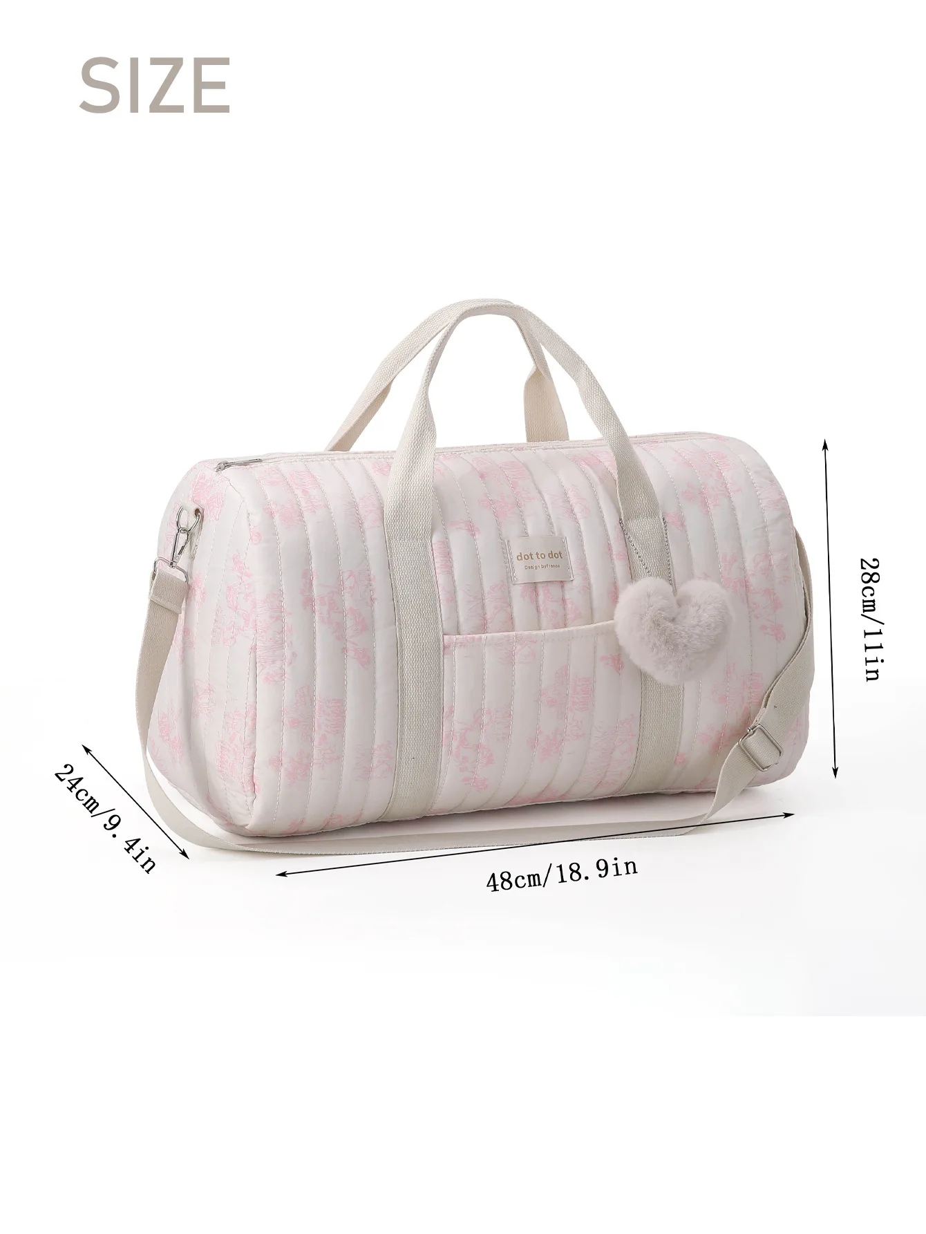 الوليد رعاية الطفل حقيبة حفاضات المومياء حقيبة كتف التطريز مبطن عربة حفاضات التخزين المنظم حقائب اليد الكبيرة مع القلب #4