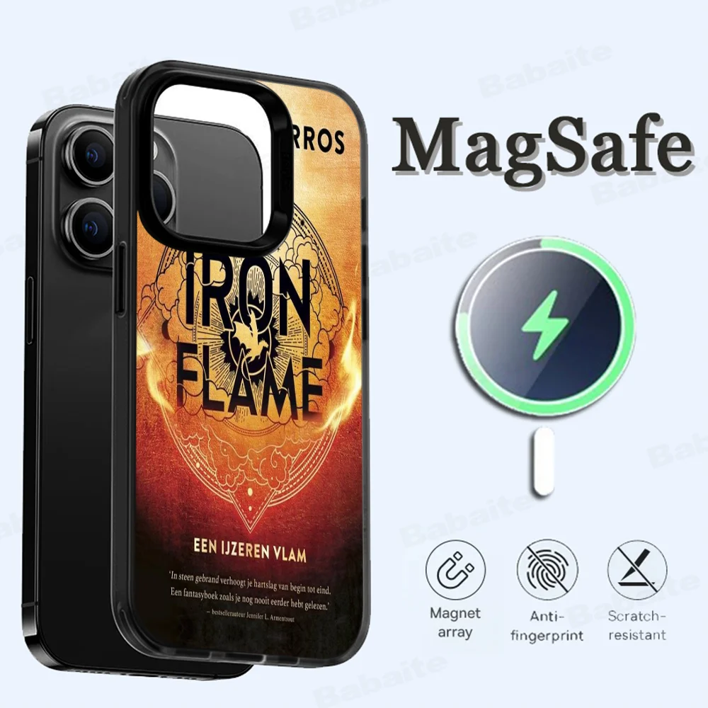 Novel F-Fourth Wing Gordon Phone Case Magesafe Magnetic Wireless Charge Case For iPhone 16 11 12 13 14 15 Pro Max Plus Mini