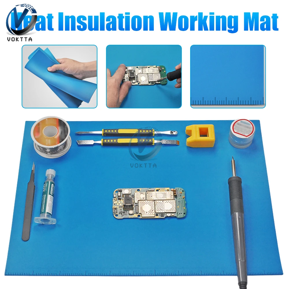 Portable Soldering Station Mat Set ESD Antistatic Heat Resistant Insulation Silicone Work Mat Repair Tool for Phone Laptop Watch