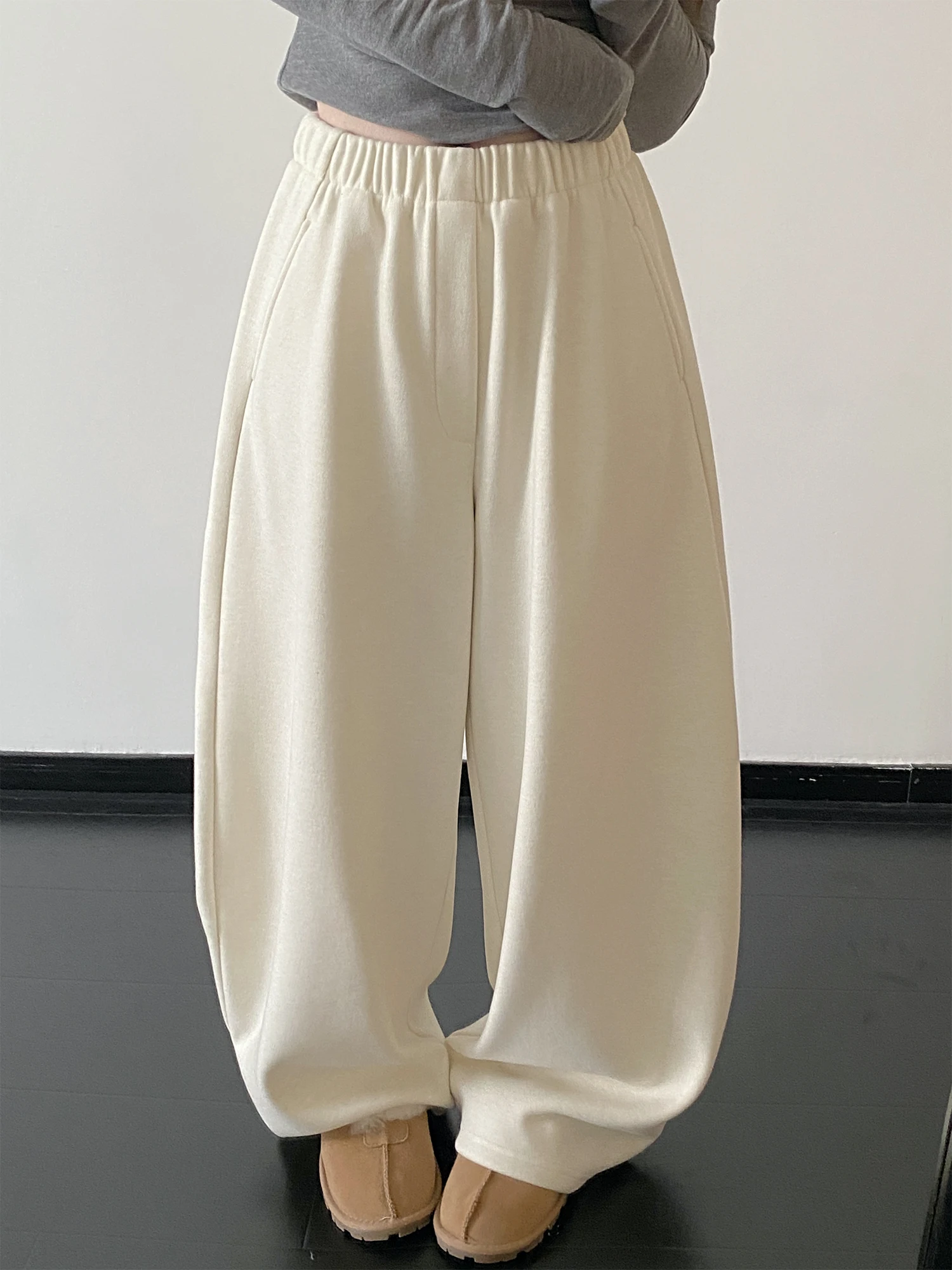 

Warm Woolen Lazy Pants Casual Trousers Australian Fce Thi Autumn Winter High Waist Loose Fit Straight Leg High Comfort