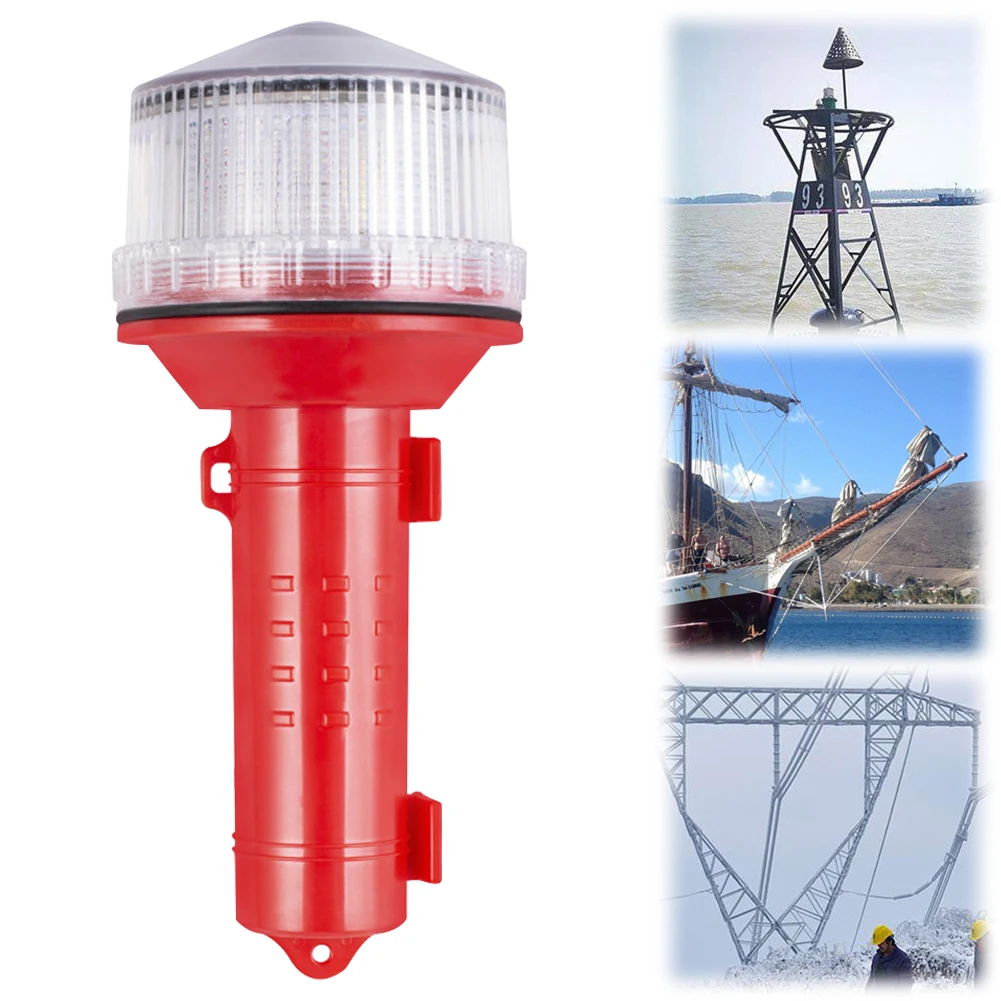 Solar Charging LED Marine Signal Light 3 Colors Flashing Torch Light 65 Degree Anti-Fog Safe Sailing Light for Marine Navigation