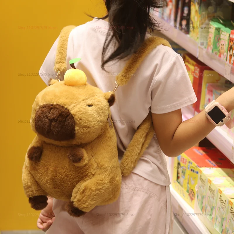 Kawaii Plüschfell-Tasche mit Capybara-Design, süßer kleiner Schulterrucksack, Kindergeschenke für Mädchen und Jungen, Mini-Rucksack, modische Tasche